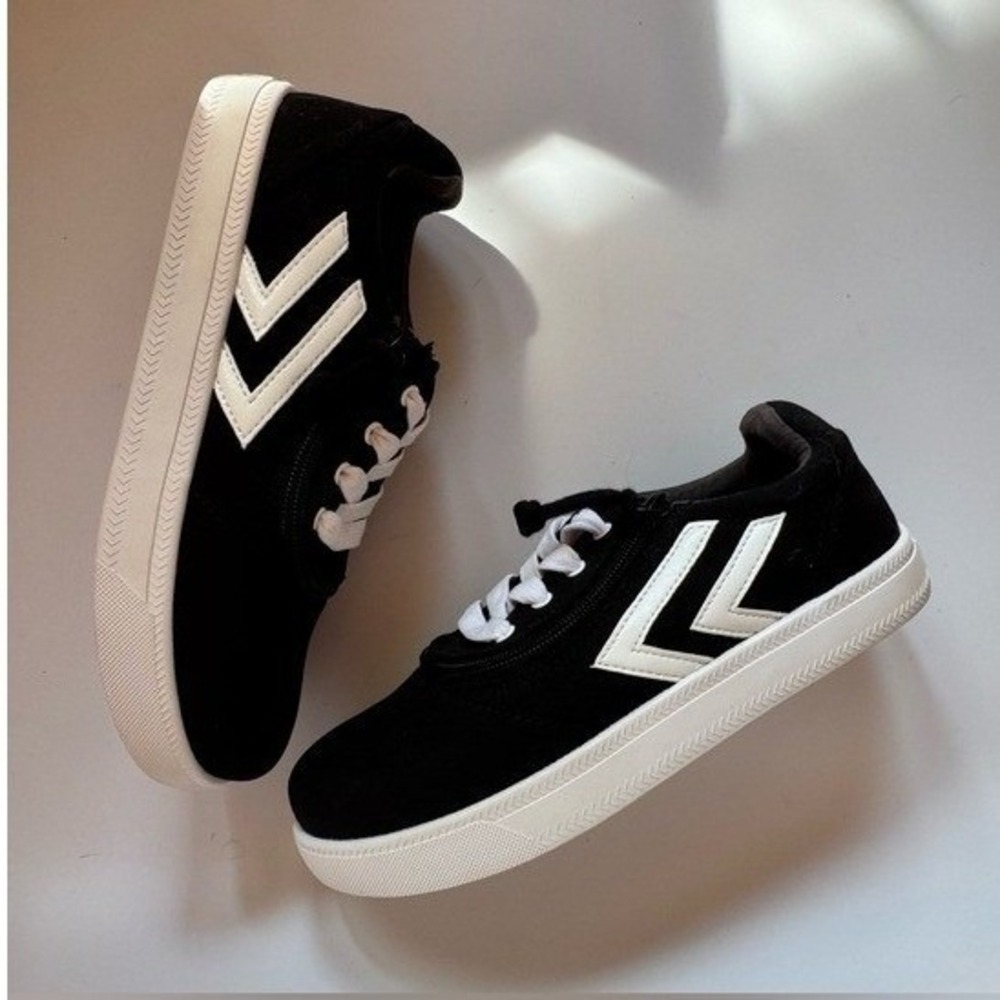 BILLY Sneaker CS Canvas Black White Zipper Laces Kids' 3W Play School Dressy